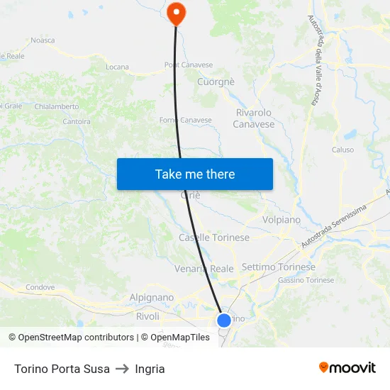 Turin Porta Susa to Ingria map