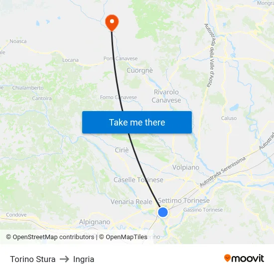 Turin Stura to Ingria map