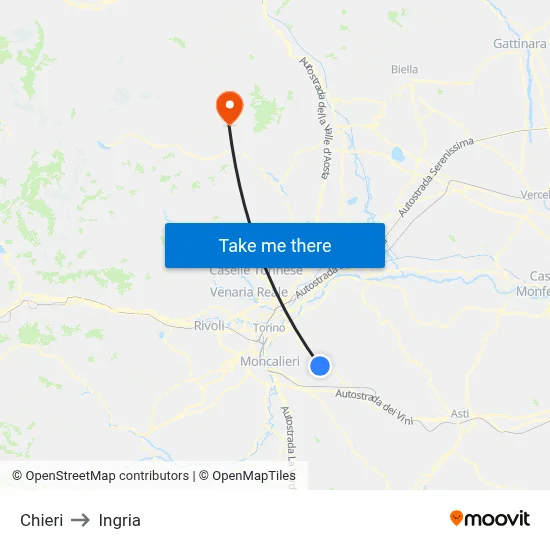 Chieri to Ingria map