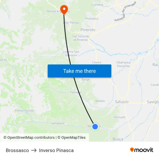 Brossasco to Inverso Pinasca map