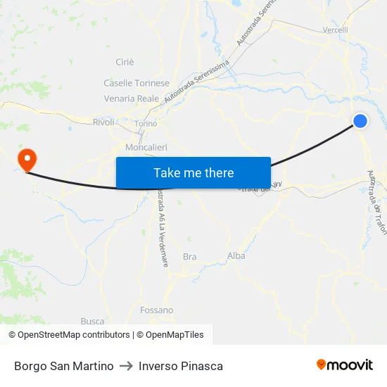 Borgo San Martino to Inverso Pinasca map