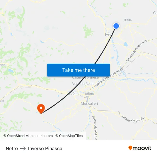 Netro to Inverso Pinasca map