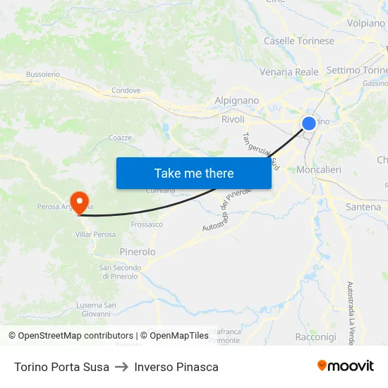 Turin Porta Susa to Inverso Pinasca map