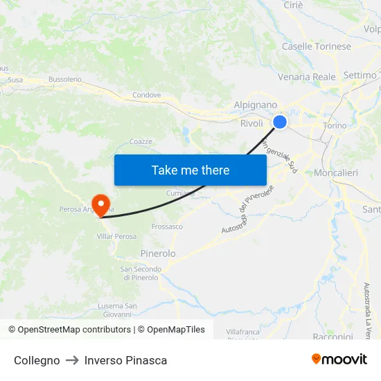 Collegno to Inverso Pinasca map