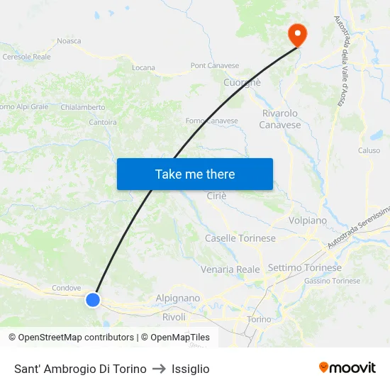 Sant'Ambrogio di Torino to Issiglio map