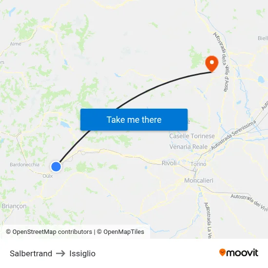 Salbertrand to Issiglio map
