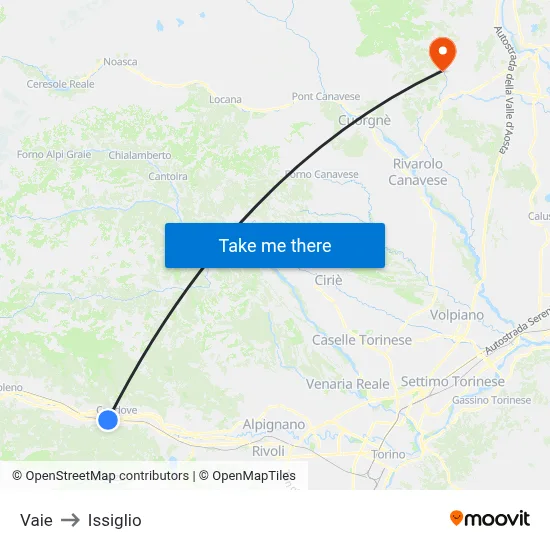 Vaie to Issiglio map