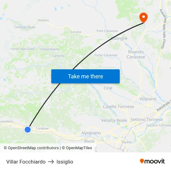 Villar Focchiardo to Issiglio map