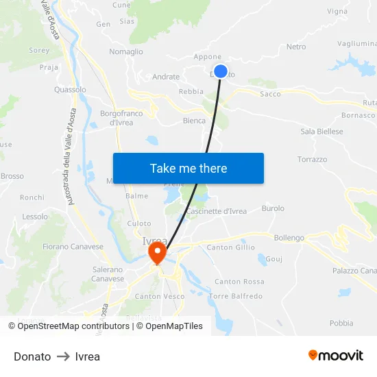 Donato to Ivrea map