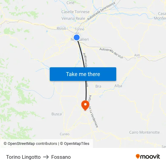 Turin Lingotto to Fossano map