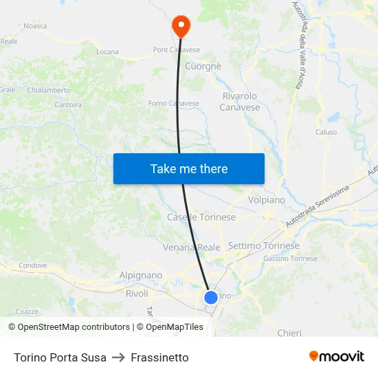 Turin Porta Susa to Frassinetto map