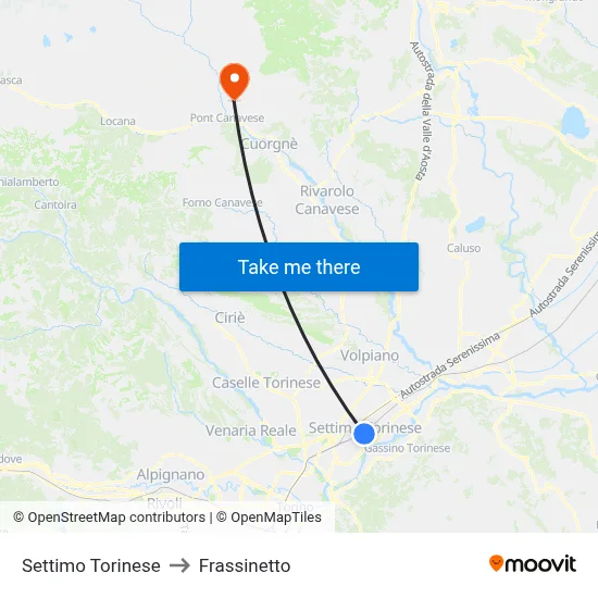 Settimo Torinese to Frassinetto map