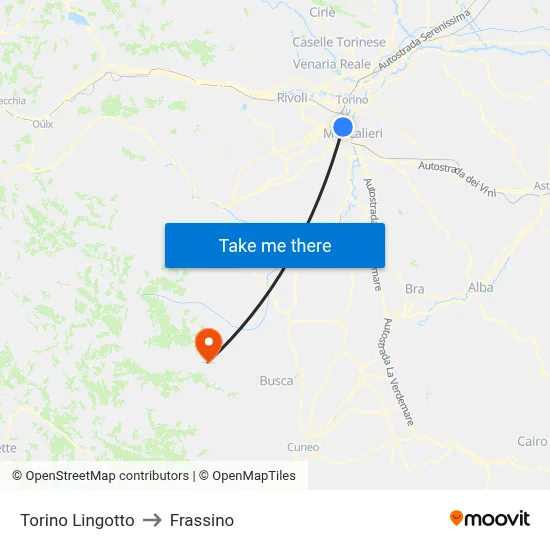 Turin Lingotto to Frassino map