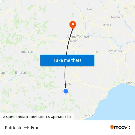 Robilante to Front map