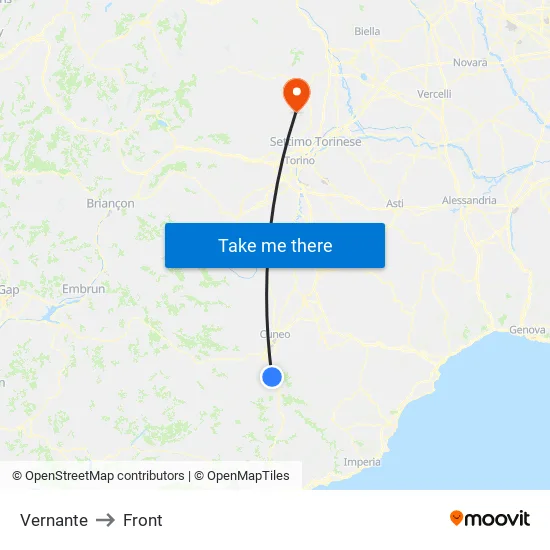 Vernante to Front map