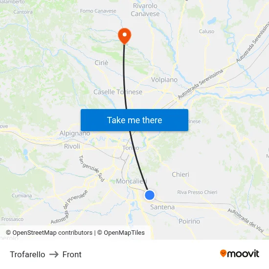 Trofarello to Front map