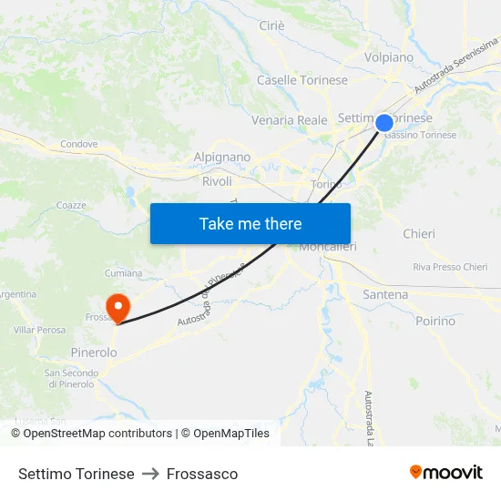 Settimo Torinese to Frossasco map