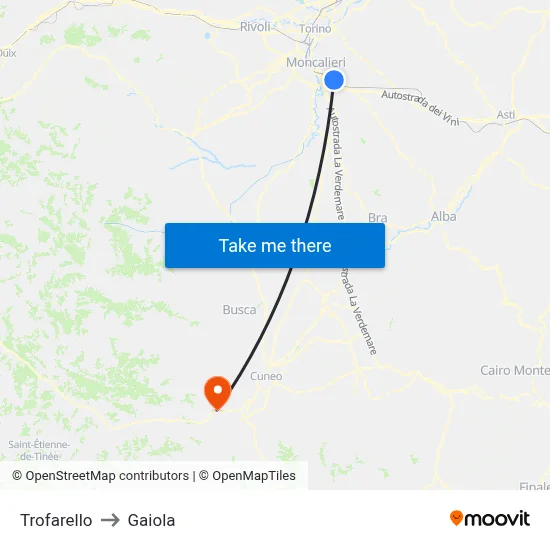 Trofarello to Gaiola map