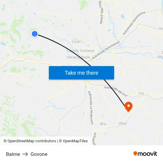 Balme to Govone map