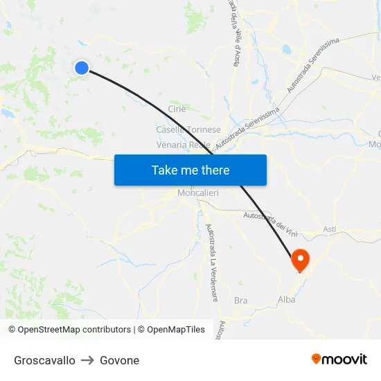 Groscavallo to Govone map