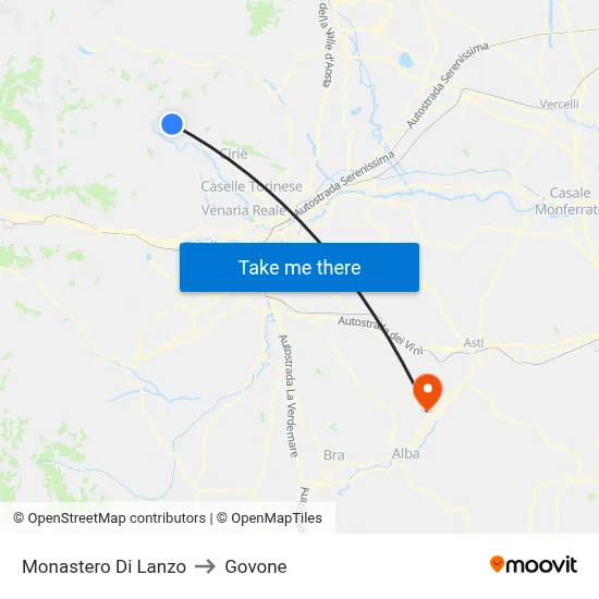 Monastero Di Lanzo to Govone map