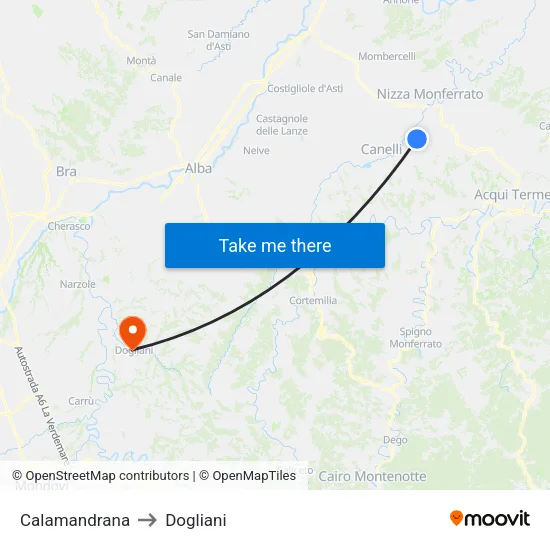 Calamandrana to Dogliani map
