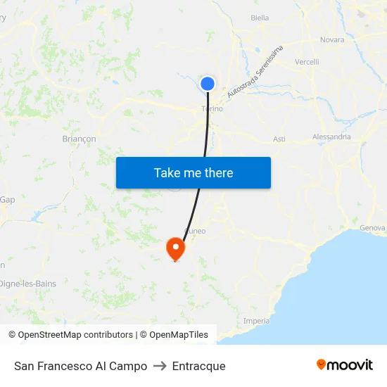 San Francesco Al Campo to Entracque map