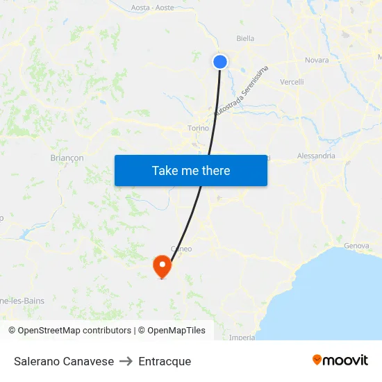 Salerano Canavese to Entracque map