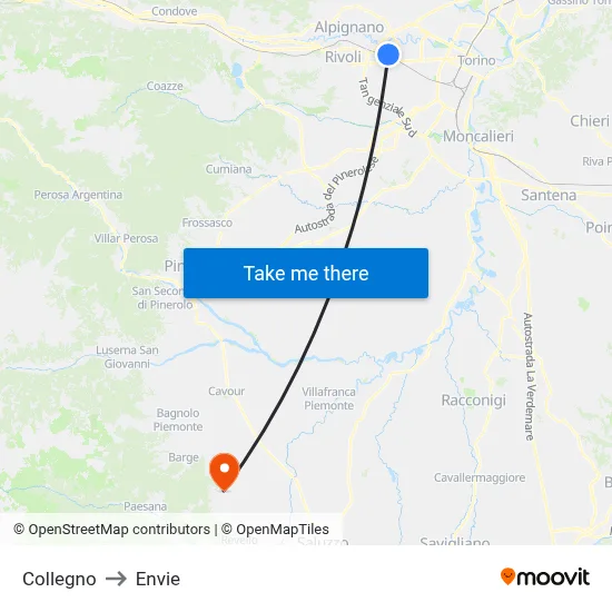 Collegno to Envie map
