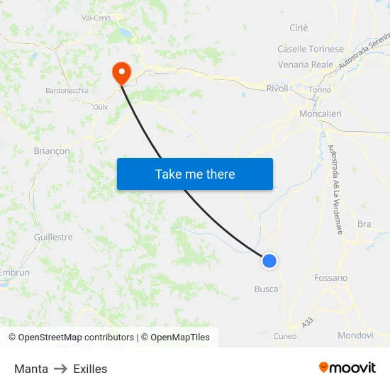 Manta to Exilles map