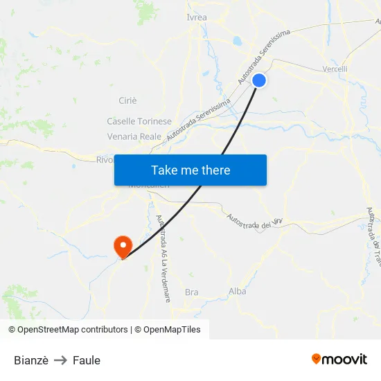 Bianzè to Faule map