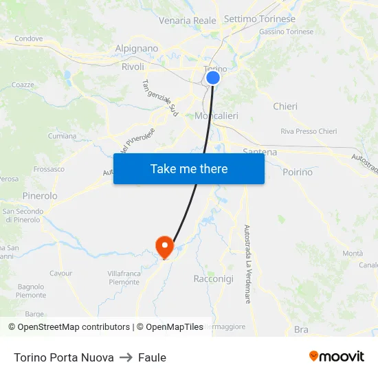 Turin Porta Nuova to Faule map