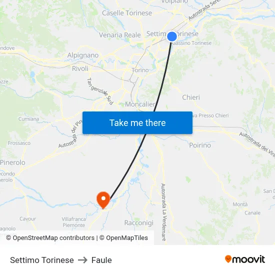 Settimo Torinese to Faule map