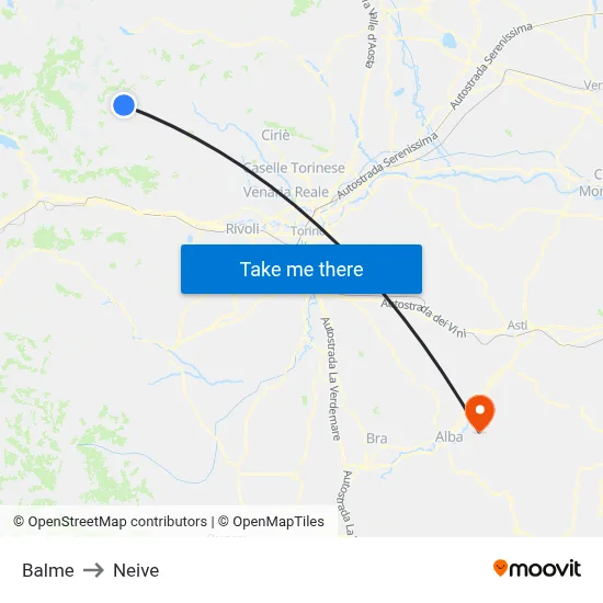 Balme to Neive map