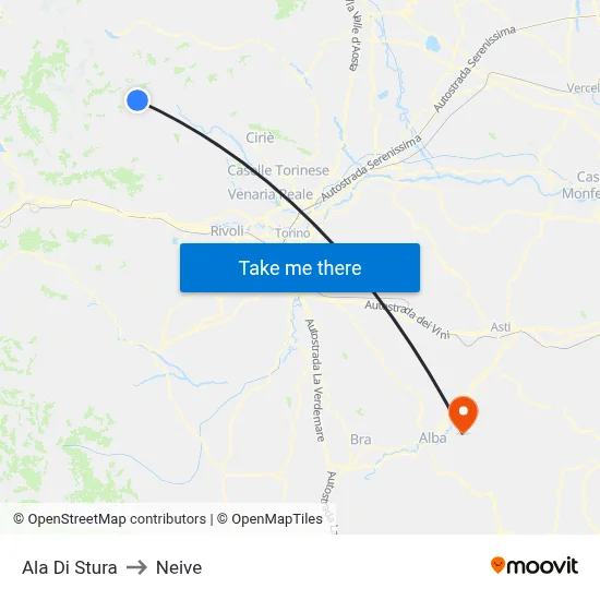 Ala Di Stura to Neive map