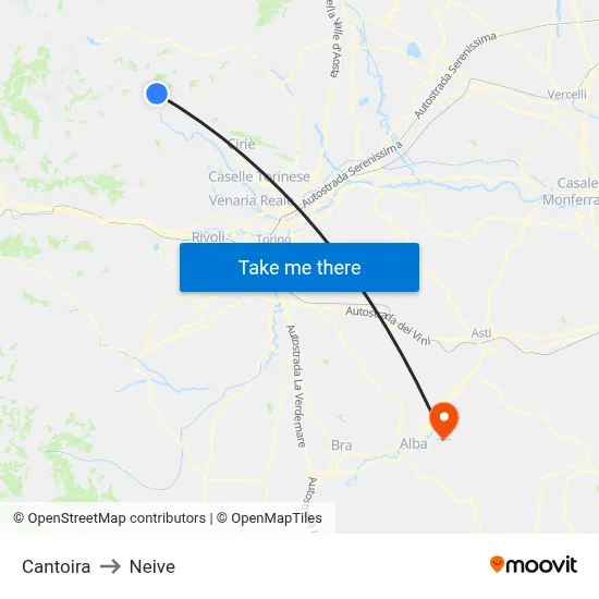 Cantoira to Neive map