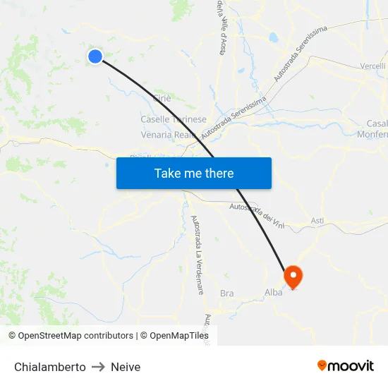 Chialamberto to Neive map