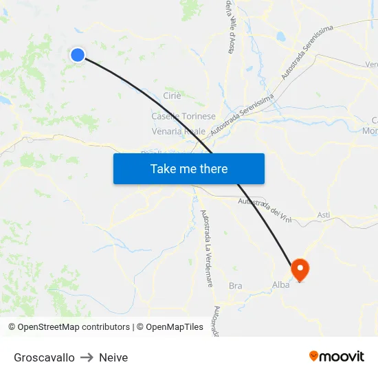 Groscavallo to Neive map