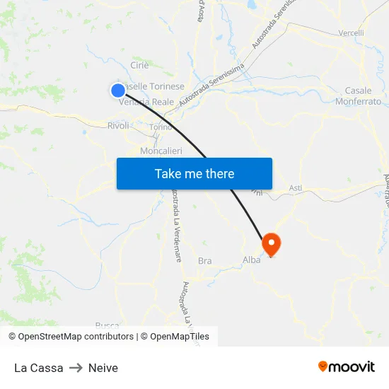 La Cassa to Neive map