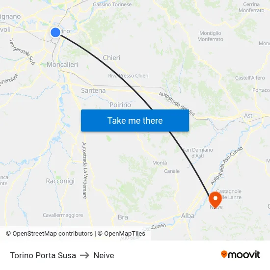 Turin Porta Susa to Neive map
