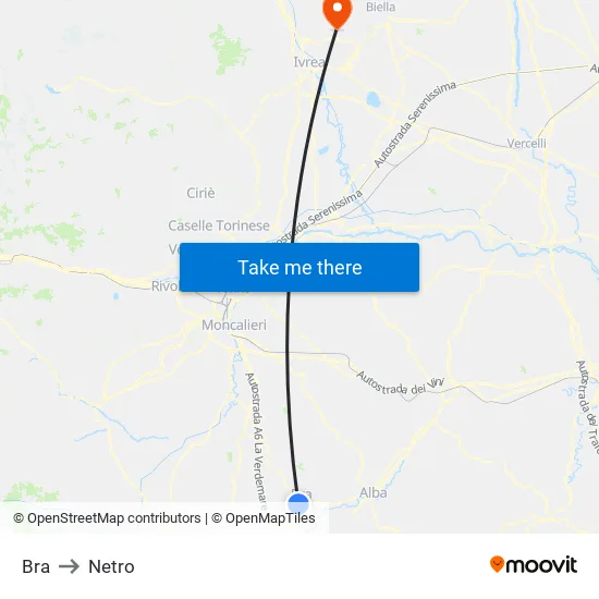 Bra to Netro map