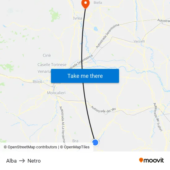 Alba to Netro map