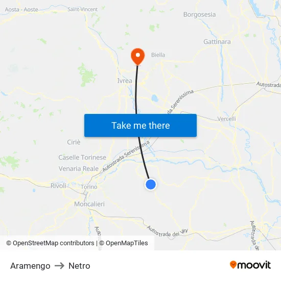 Aramengo to Netro map