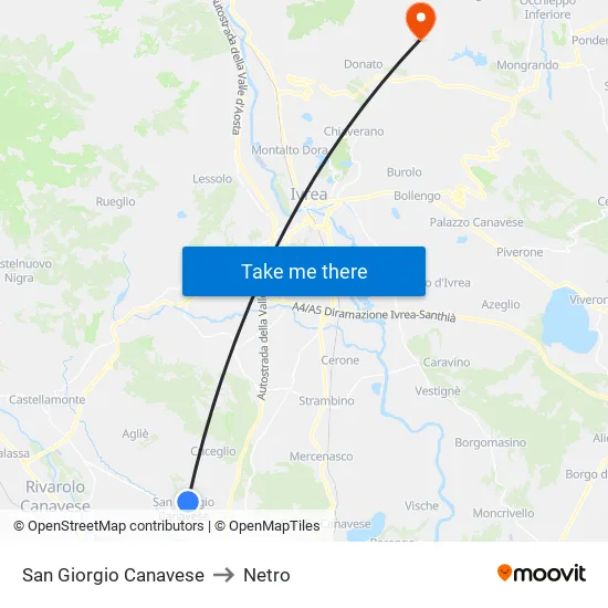 San Giorgio Canavese to Netro map