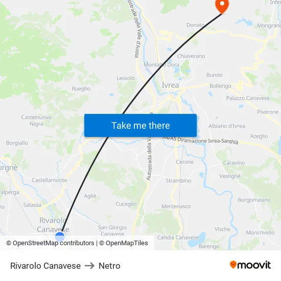Rivarolo Canavese to Netro map