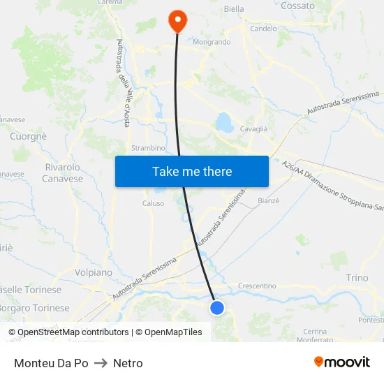 Monteu Da Po to Netro map