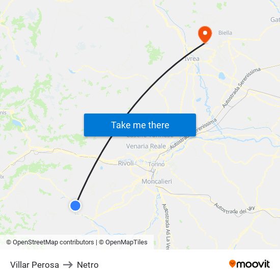Villar Perosa to Netro map