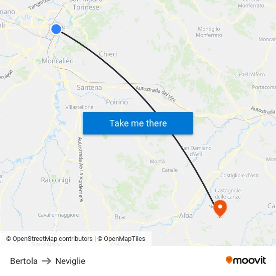 Bertola to Neviglie map