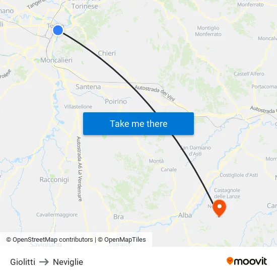 Giolitti to Neviglie map