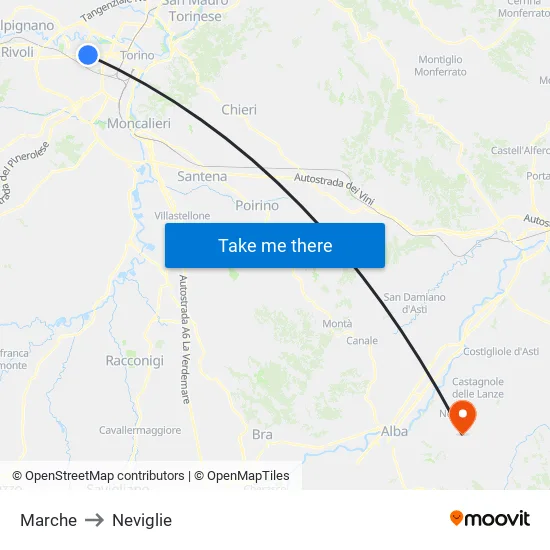 Marche to Neviglie map